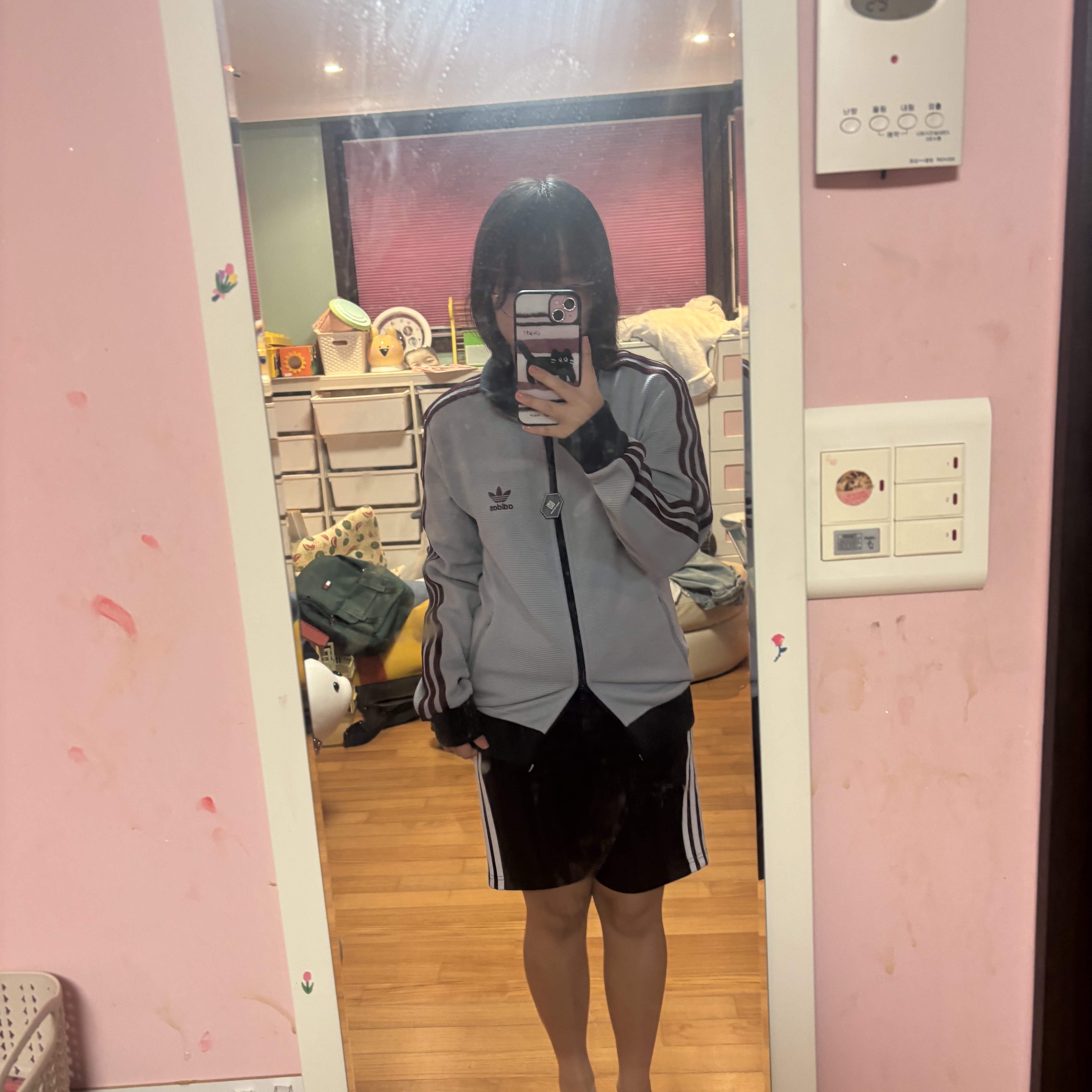 Adidas Originals Track Top Light Grey - KR Sizing 착용 스타일