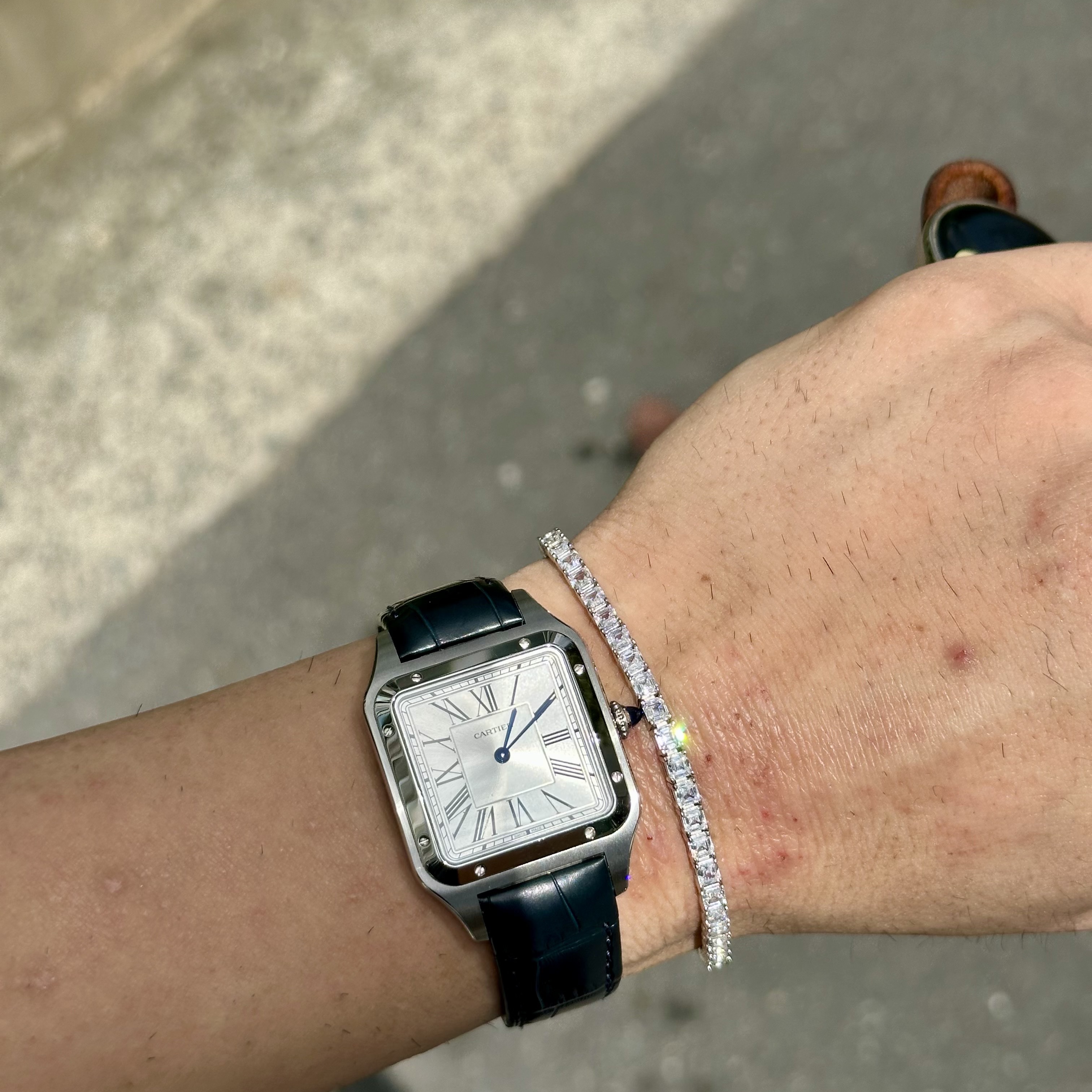 Scudo New Tennis Asscher Cut 3mm Bracelet 착용 스타일