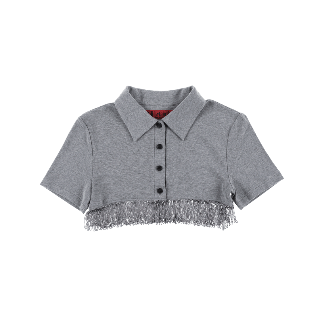 SL25FWTP02GY Still Lethardy Fringe Crop Polo Grey