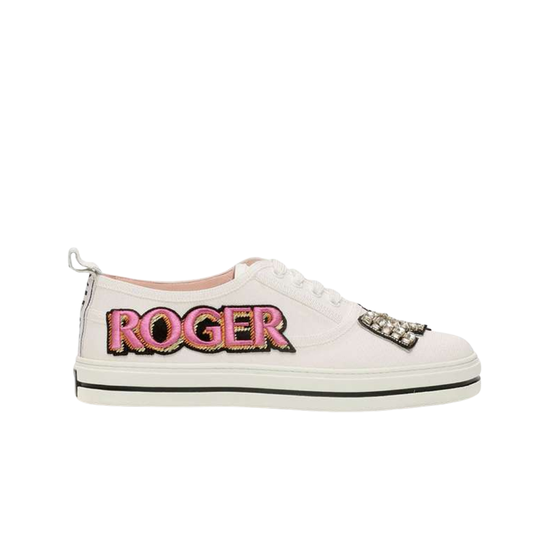 (W) 로저 비비에 콜 미 비비에 패치 스니커즈 화이트((W) Roger Vivier Call Me Vivier Patch Sneakers White)