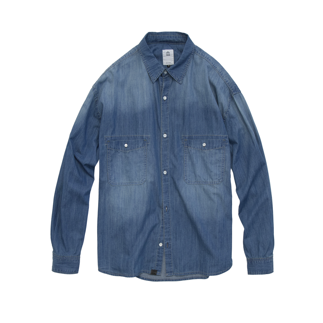 폴리테루 유즈드 데님 셔츠 미드 블루(Polyteru Used Denim Shirt Mid Blue)