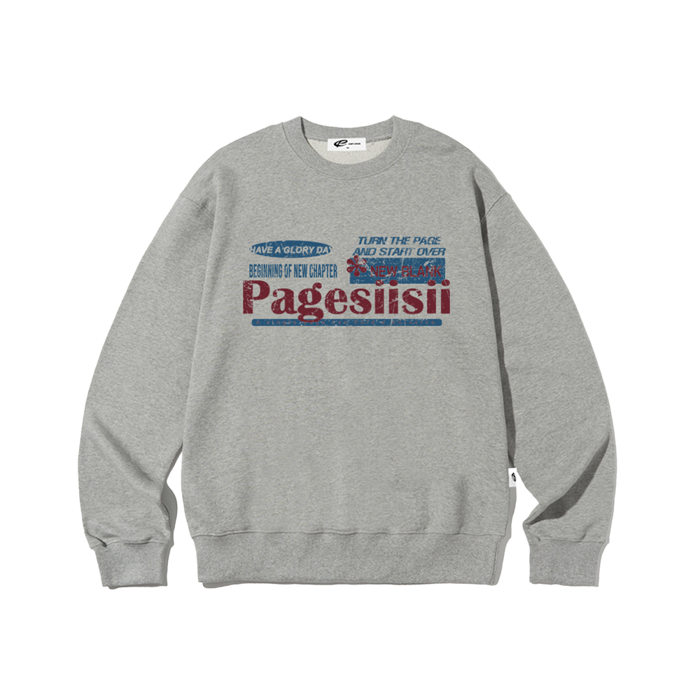 페이지시시 빈티지 블랭크 프린트 맨투맨 그레이(pagesiisii Vintage Blank Print Sweatshirts Gray) - 1