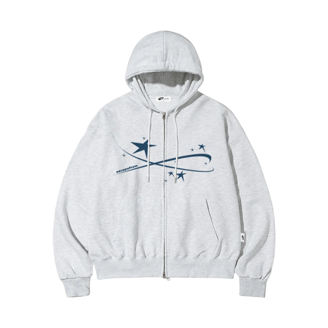 E251HZ003WM Escapefrom Milky Way Print Two Way Hooded Zip-Up White Melange