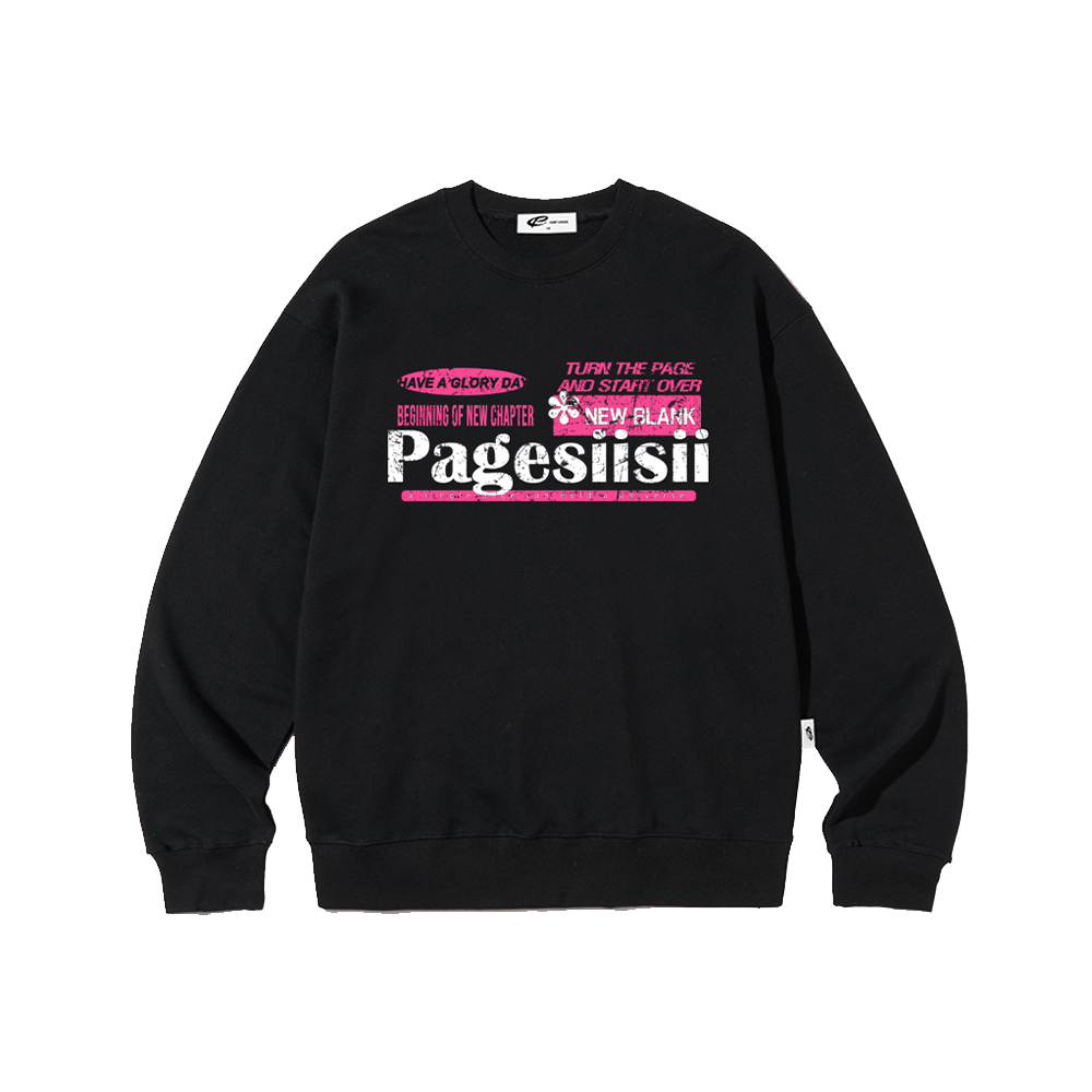 페이지시시 빈티지 블랭크 프린트 맨투맨 블랙(pagesiisii Vintage Blank Print Sweatshirts Black) - 1