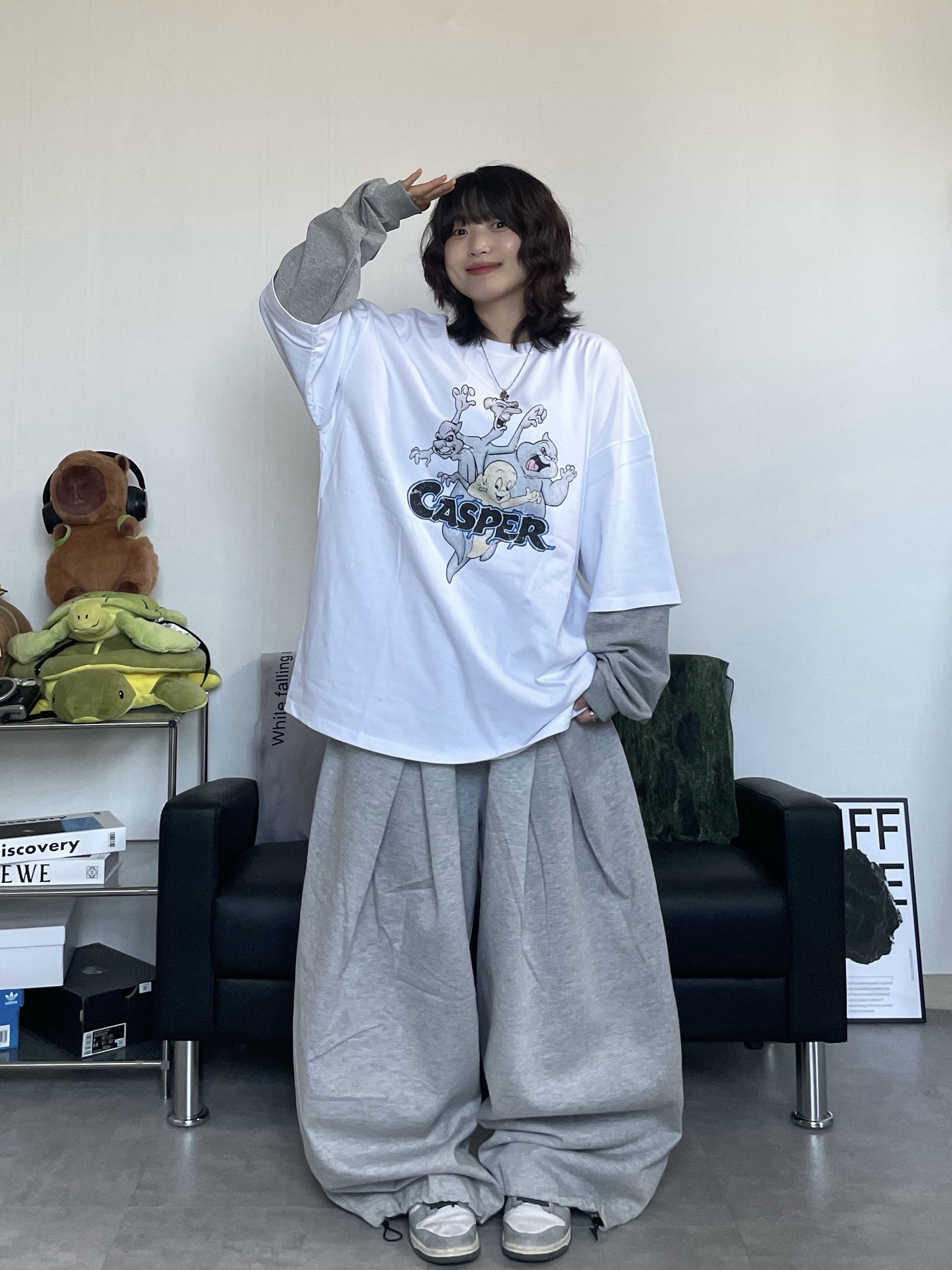 (W) Nike Dunk Low Light Smoke Grey 착용 스타일 - 4