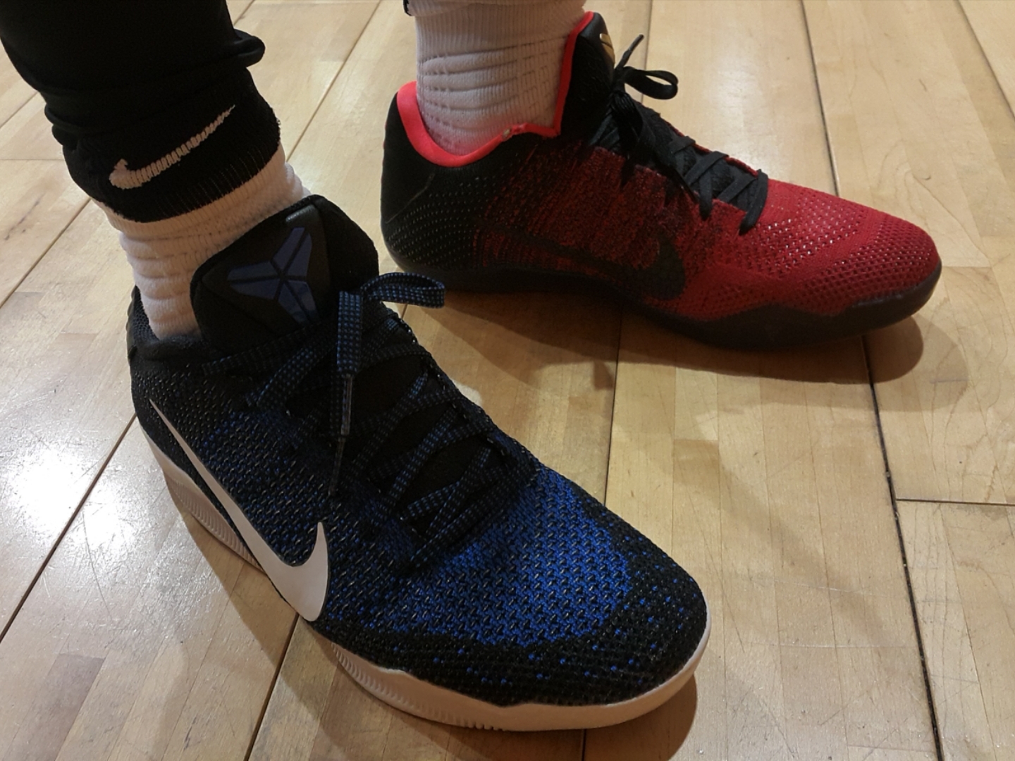 Nike Kobe 11 Brave Blue, Nike Kobe 11 Elite Low Achilles Heel 착용 스타일
