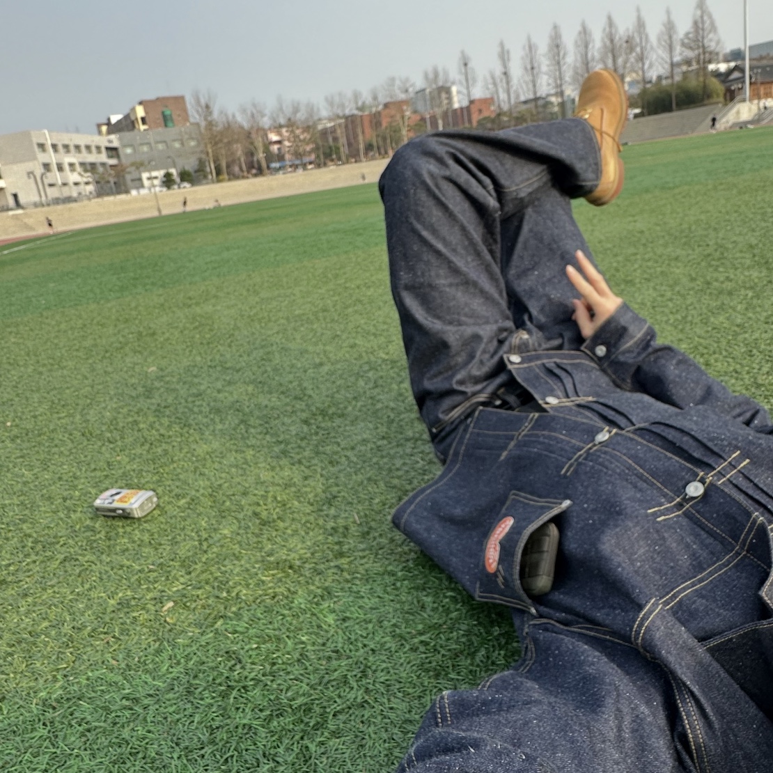 Human Made Denim Work Jacket Past Indigo, Human Made Straight Denim Pants Past Indigo 착용 스타일 - 1