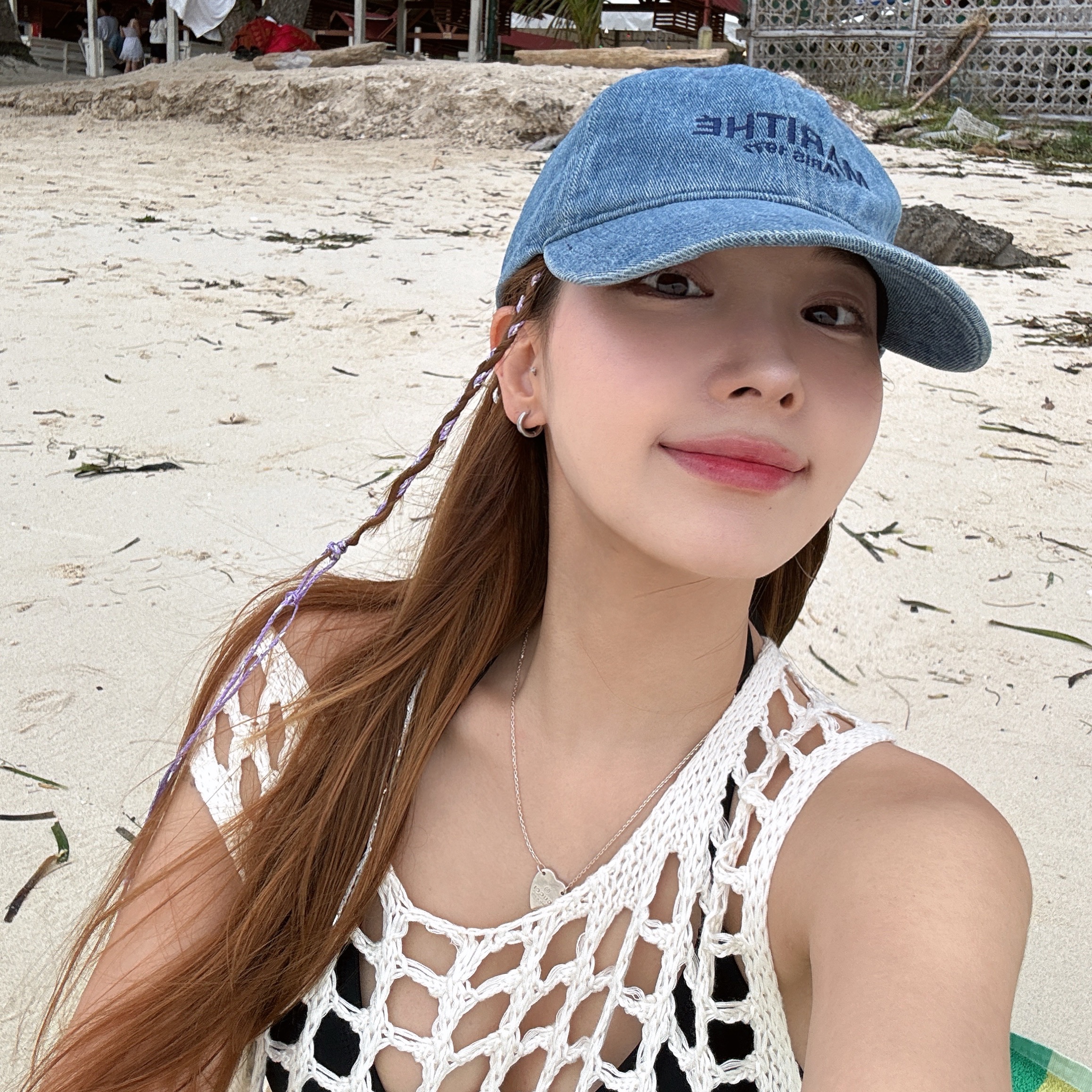 Marithe Francois Girbaud Classic Logo Solid Cap Green 착용 스타일