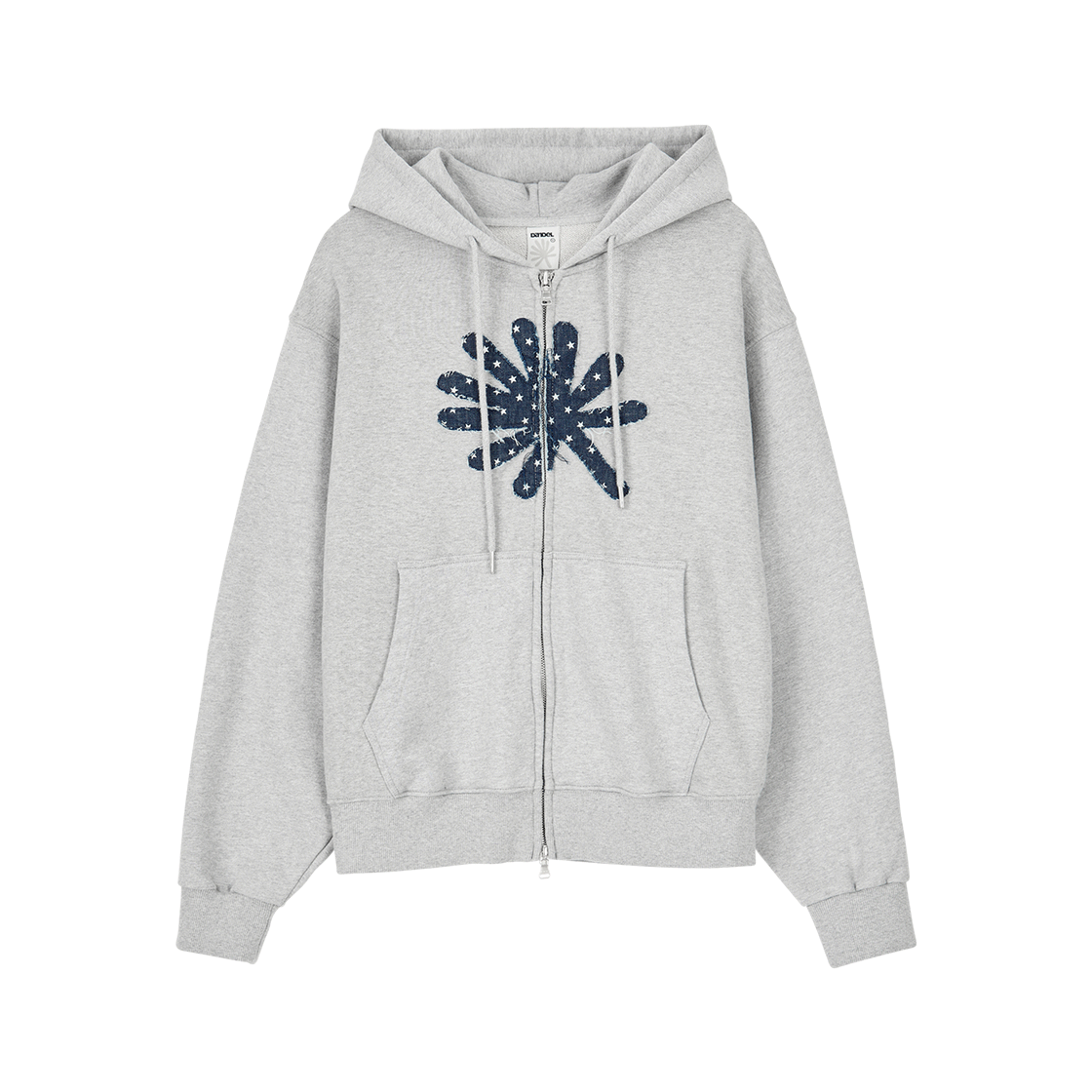 DD25FLOT-005 DANDEL Symbol Applique Hoodie Zip-Up Grey
