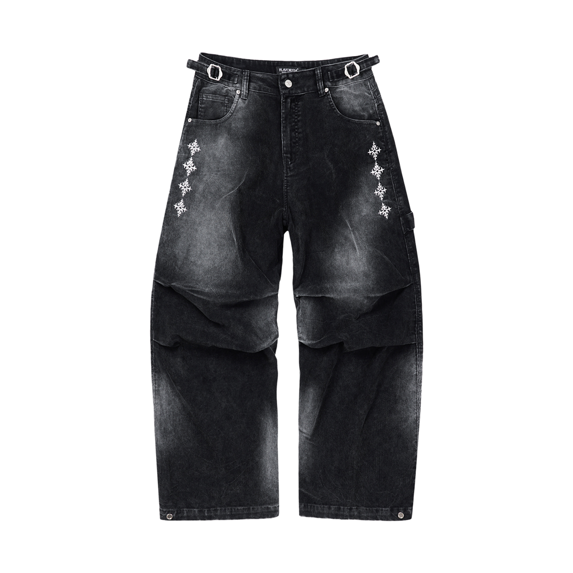 플레이버리즘 코듀로이 와이드 카펜터 팬츠 워시드 블랙(Flavorism Corduroy Wide Carpenter Pants Washed Black)