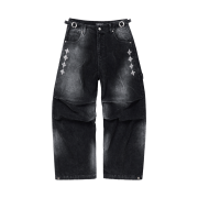 Flavorism Corduroy Wide Carpenter Pants Washed Black