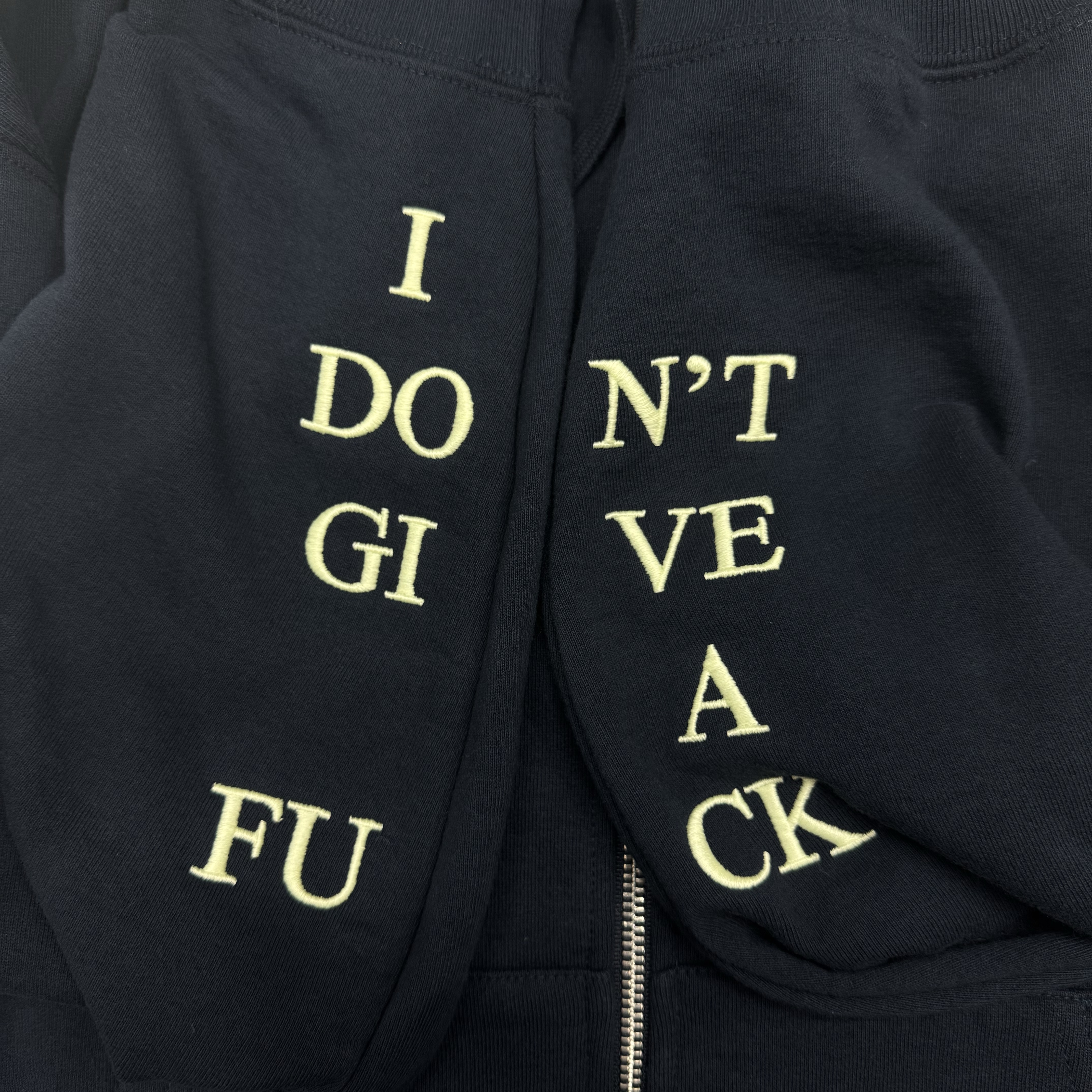 Supreme IDGAF Zip Up Hooded Sweatshirt Navy - 25FW 착용 스타일