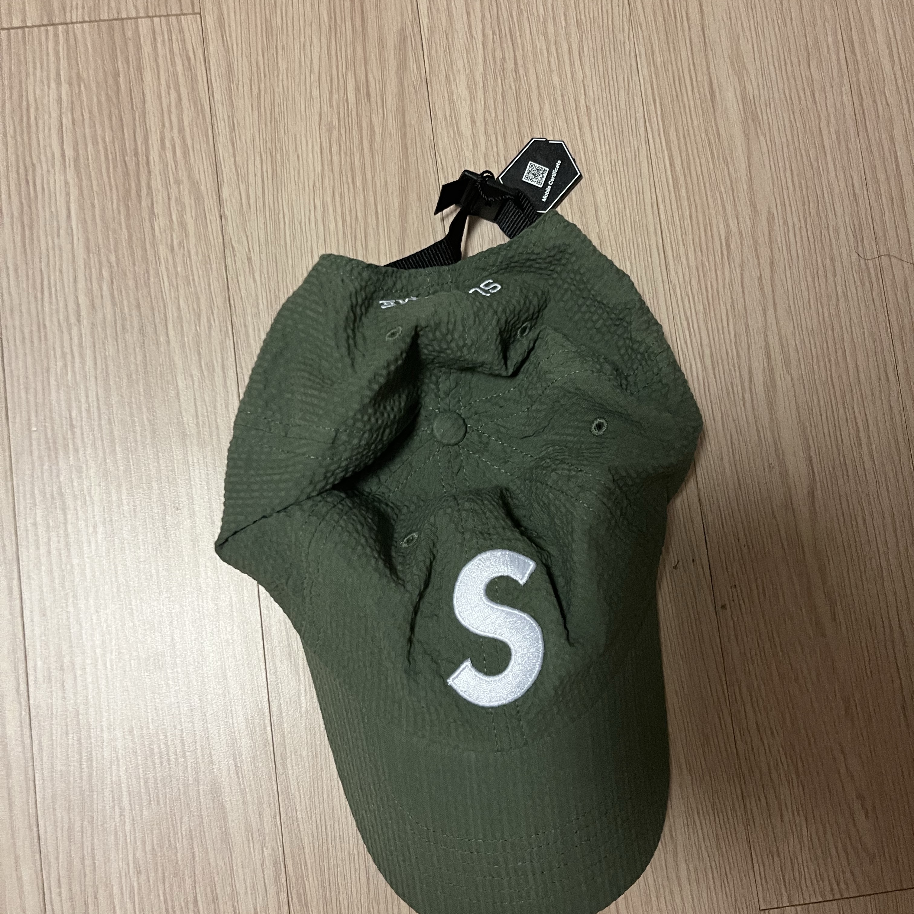 Supreme Seersucker S Logo 6-Panel Green - 24SS 착용 스타일
