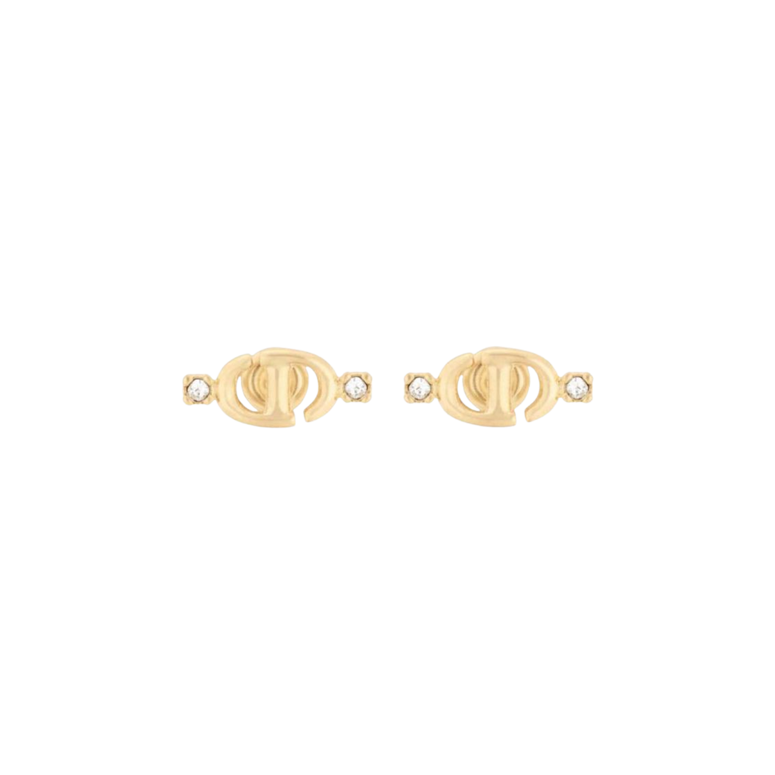 E1961CDNCY-D03S (W) Dior CD Navy Stud Earrings in Gold Finish Metal and Silver Tone Crystals