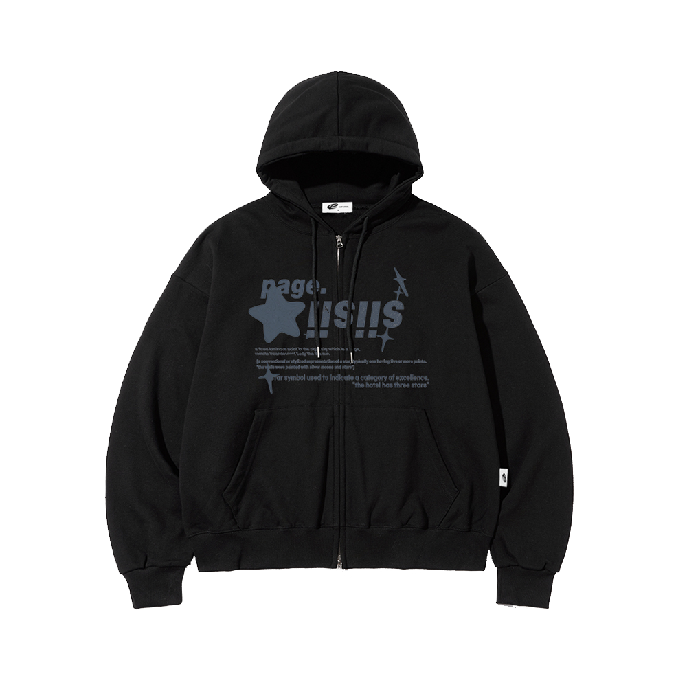 페이지시시 네이비 크롬 시시 스타즈 투웨이 후드집업 블랙(pagesiisii Navy Chrome Siisii Stars Two Way Hoodie Black) - 1