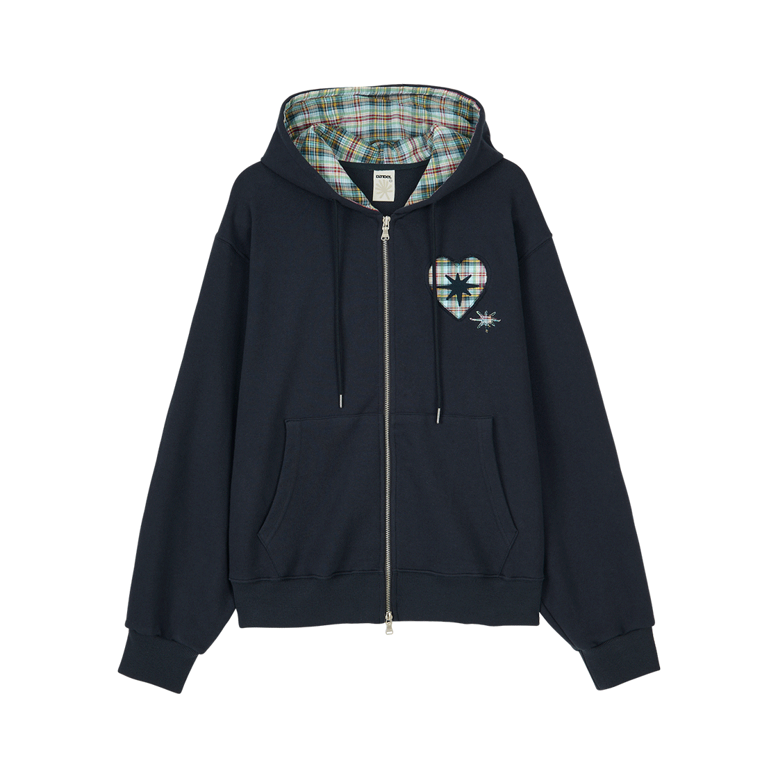 DD25FLOT-007 DANDEL Heart Check Lining Hoodie Zip-Up Navy
