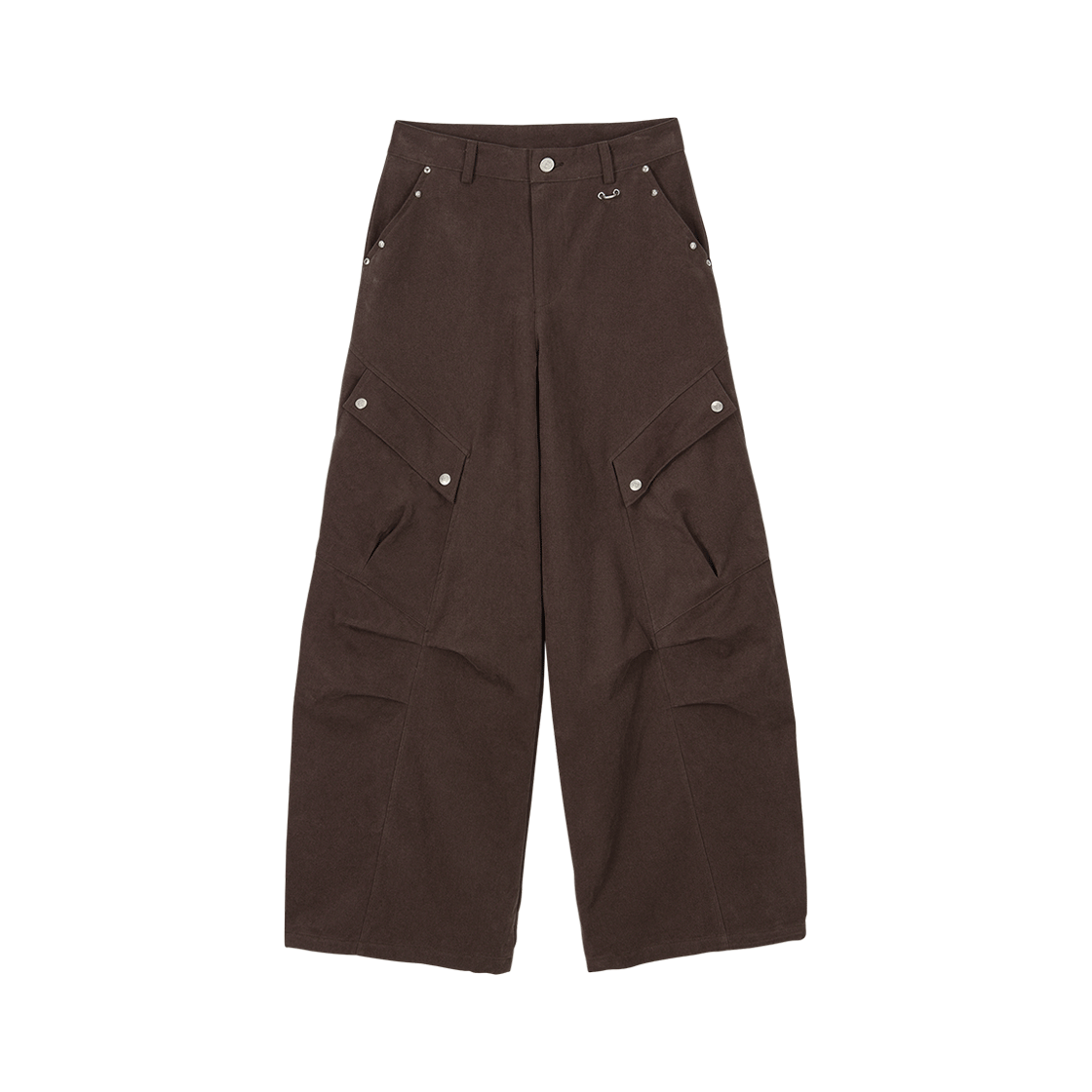 DD25FLOT-004 DANDEL Studded Pin-Tuck Cargo Pants Brown