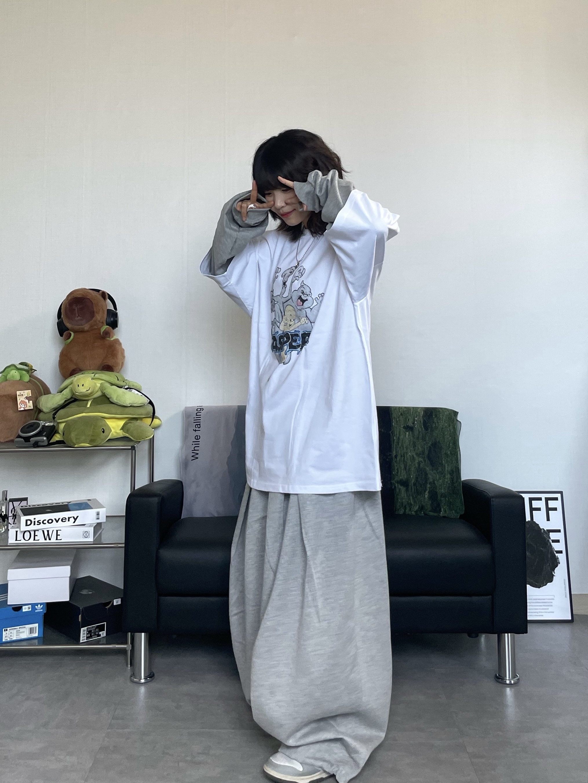 (W) Nike Dunk Low Light Smoke Grey 착용 스타일 - 7