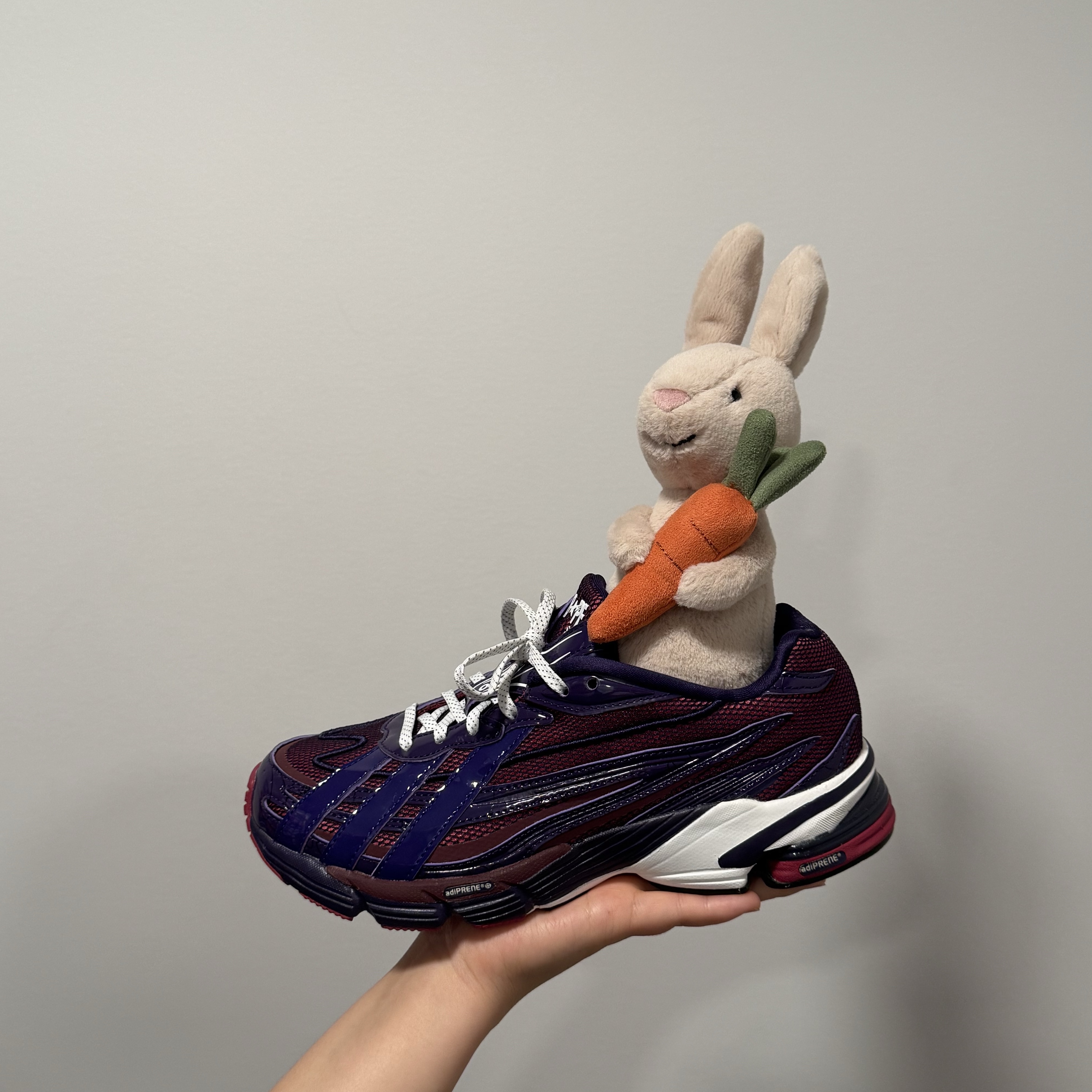 Adidas x BAPE Orketro Dark Purple Cloud White 착용 스타일