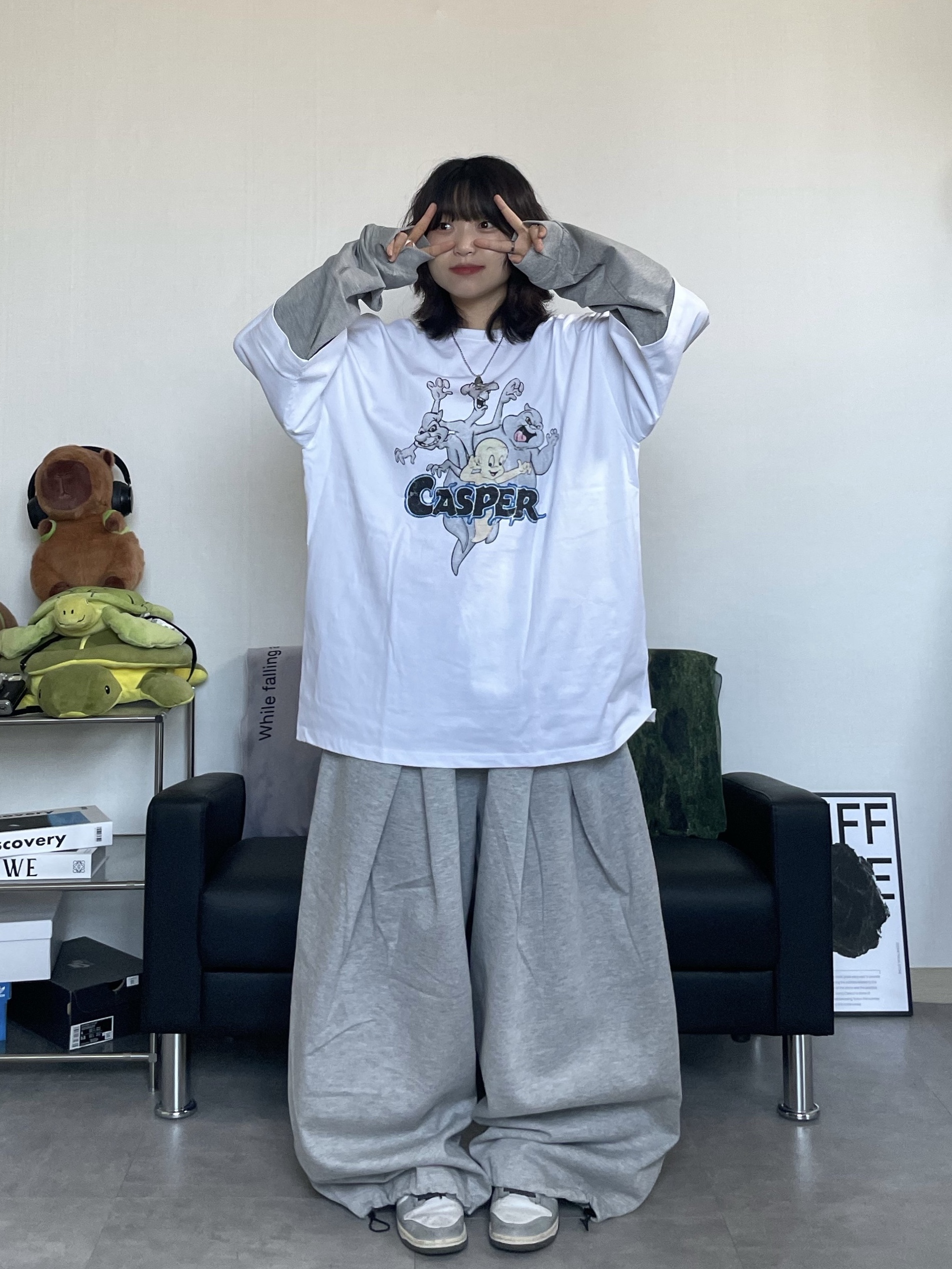 (W) Nike Dunk Low Light Smoke Grey 착용 스타일 - 5