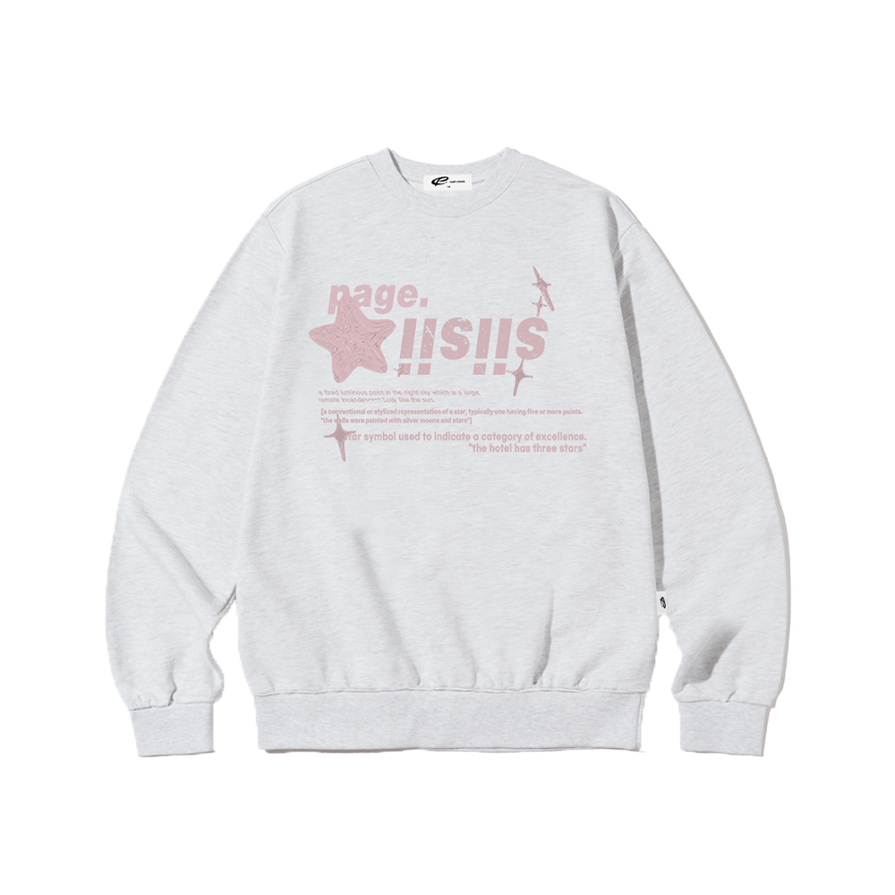 페이지시시 라이트핑크 크롬 시시 스타즈 프린트 맨투맨 화이트 멜란지(pagesiisii Light Pink Chrome Siisii Stars Print Sweatshirts White Melange) - 1