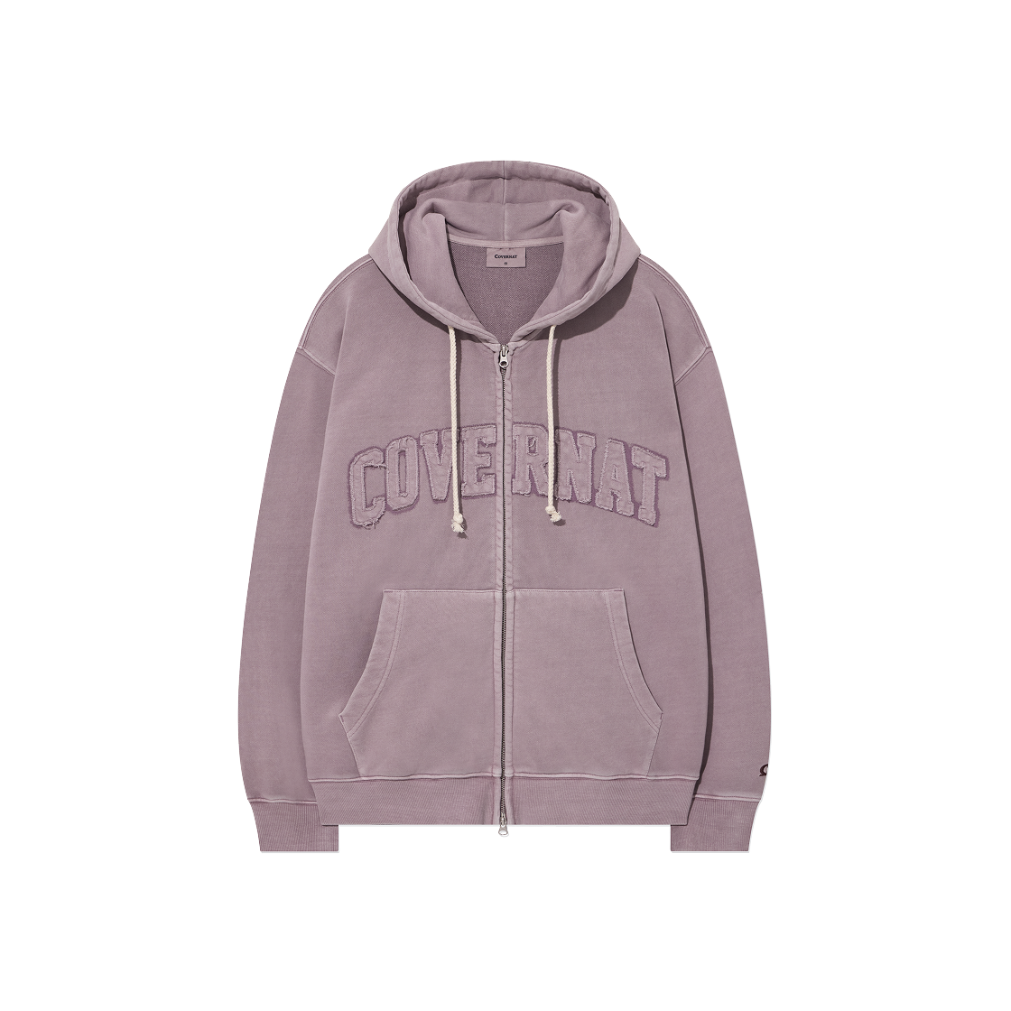 CO2503HZ21TP Covernat Pigment Arch Logo Hoodie Zip-Up Light Purple