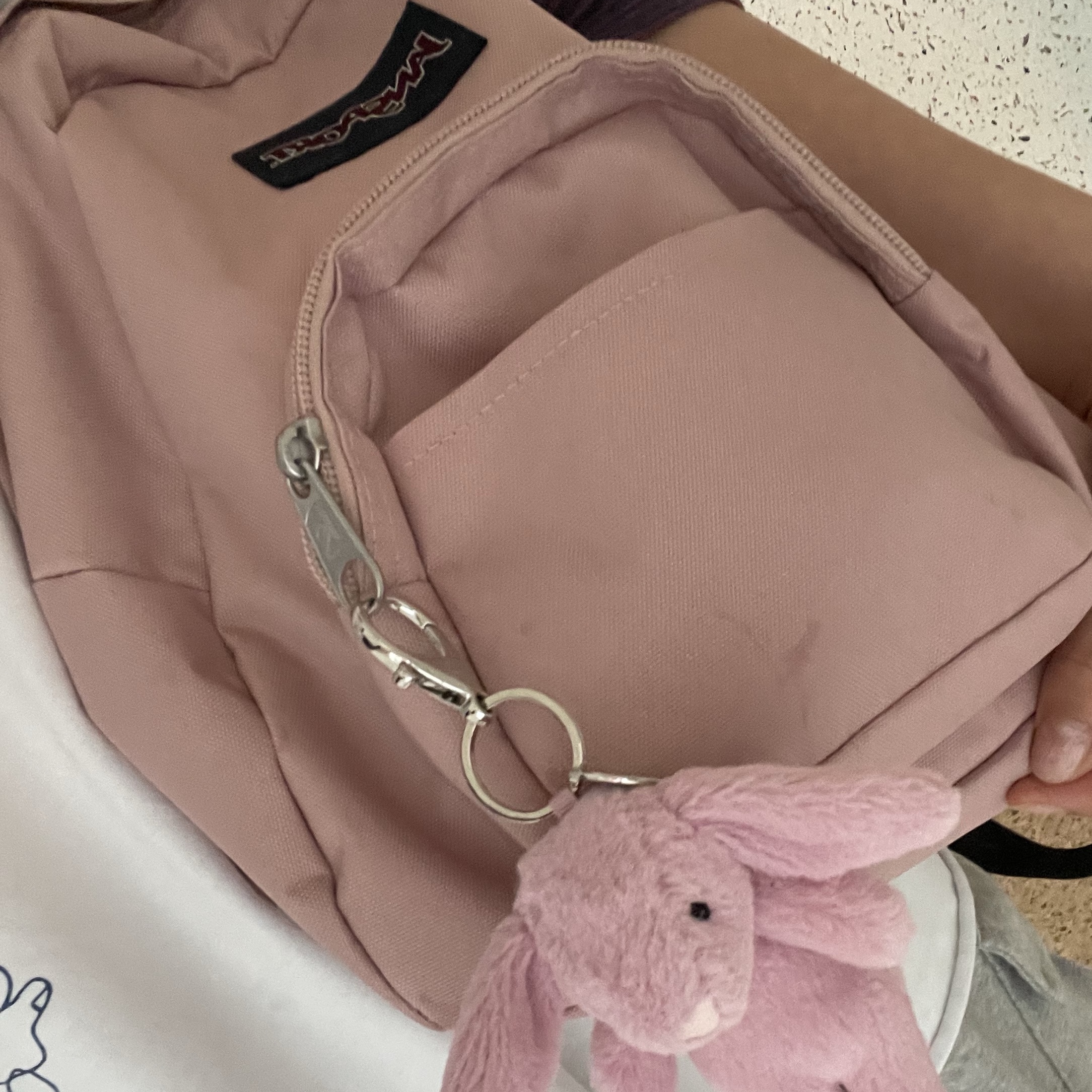 Jellycat Bashful Bunny Bag Charm Tulip, Jansport Half Pint Mini Backpack Misty Rose 착용 스타일