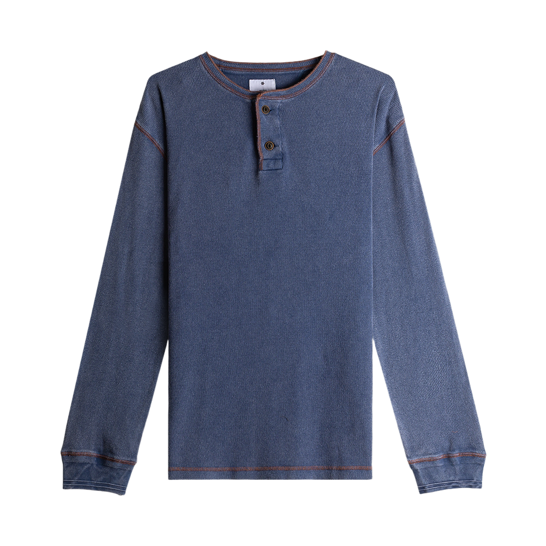 243-WWKHS-THS HEYSTE Washed Waffle Knit Henley Shirt indigo