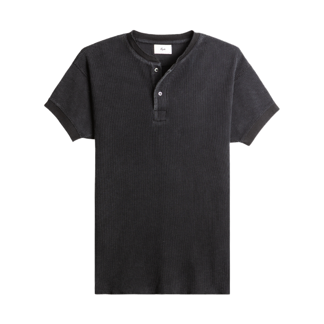 252-OTKHT-THT-vbk HEYSTE Original Thermal Knit Henley Tee Black
