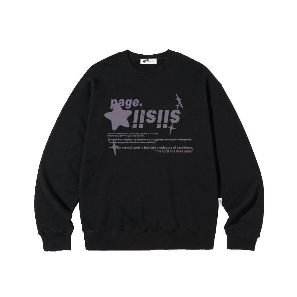 페이지시시 퍼플 크롬 시시 스타즈 프린트 맨투맨 블랙(pagesiisii Purple Chrome Siisii Stars Print Sweatshirts Black) - 1