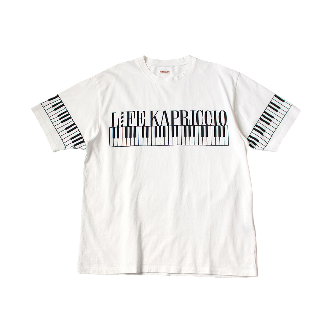 캐피탈 20 저지 크루 티셔츠 라이프 카프리치오 피아노 Pt 화이트(Kapital 20 Jersey Crew T-Shirt Life Kapriccio Piano Pt White) - 1