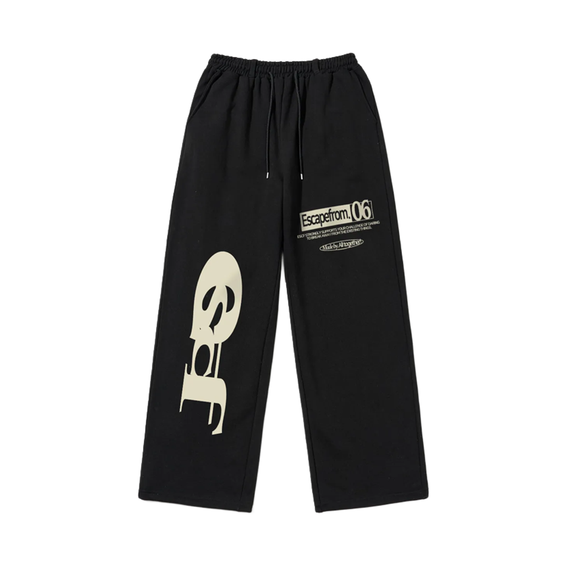 이스케이프프롬 ESCF 로고 콜라주 프린트 스웻팬츠 블랙(Escapefrom ESCF Logo Collage Print Sweatpants Black)