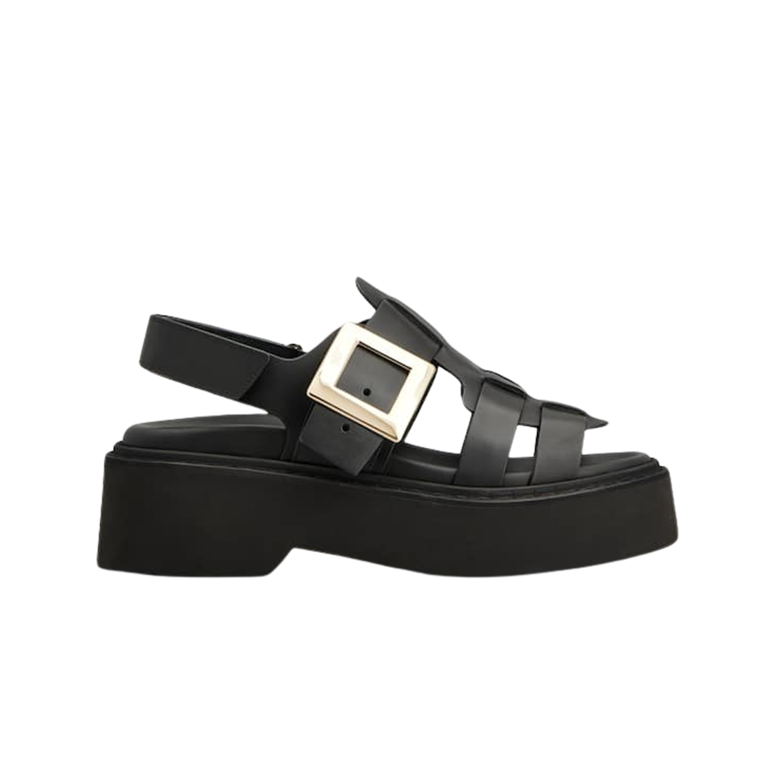 (W) 로저 비비에 비브 레인저스 레더 샌들 블랙((W) Roger Vivier Viv Rangers Sandal in leather Black)