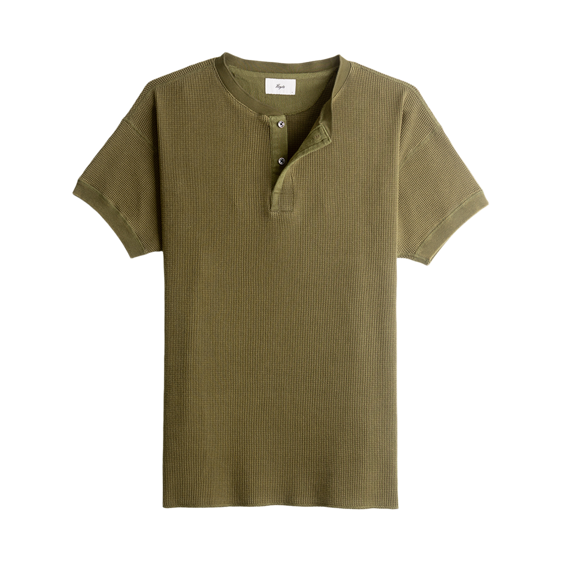 252-OTKHT-THT-ag HEYSTE Original Thermal Knit Henley Tee Army Green