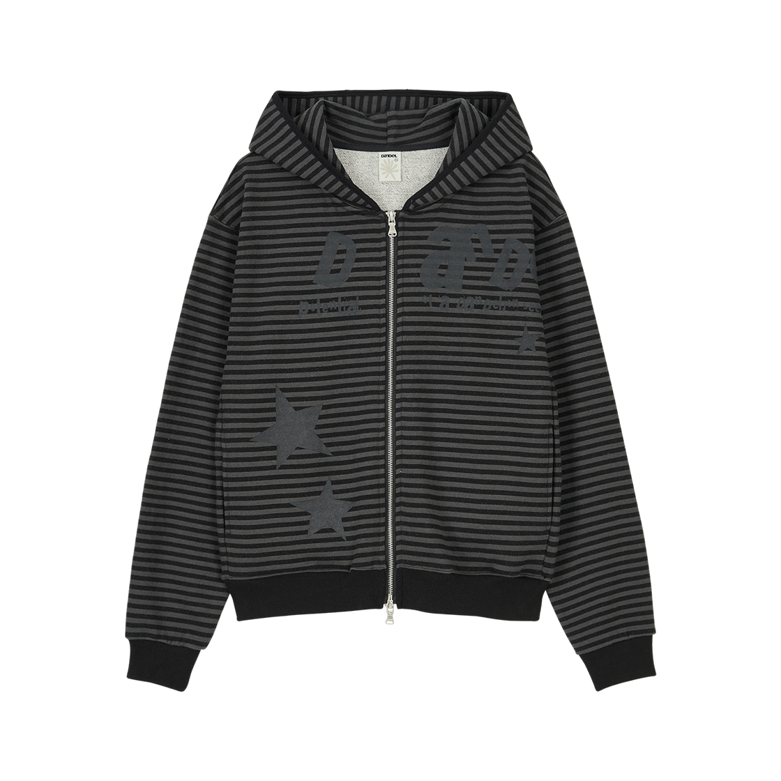 DD25FLOT-008 DANDEL Type Stripe Hoodie Zip-Up Black