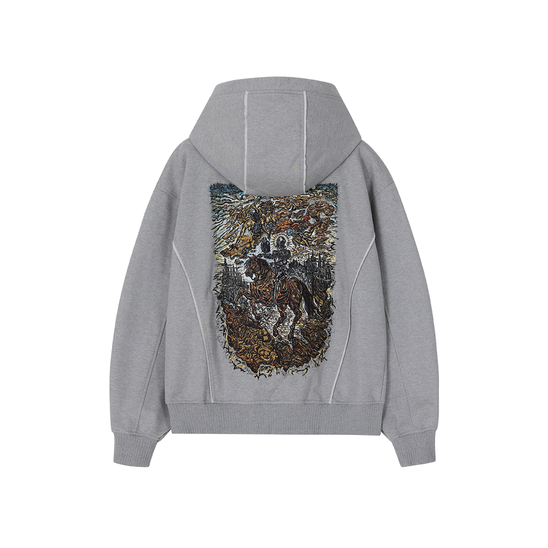 송지오 컬렉션 나이트 엠브로이드 집업 멜란지 그레이