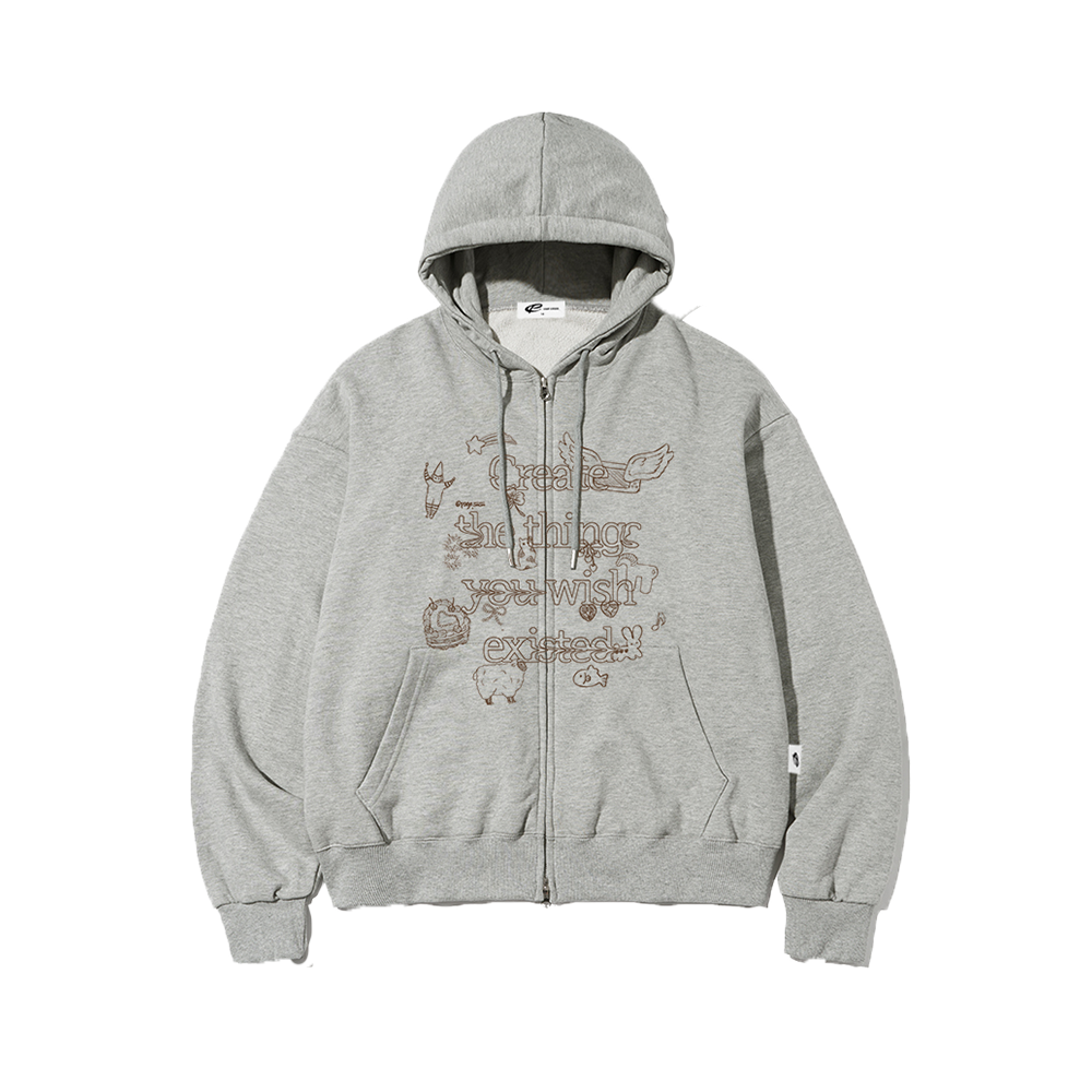 페이지시시 위시 띵즈 프린트 투웨이 후드집업 그레이(pagesiisii Wish Things Print Two Way Hooded Zip-Up Gray) - 1