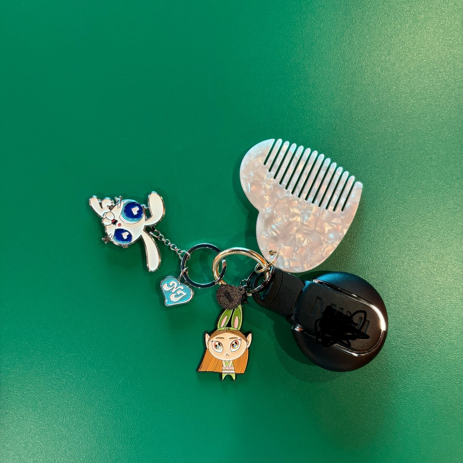NewJeans x The Power Puff Girls Metal Keyring Bunny 착용 스타일