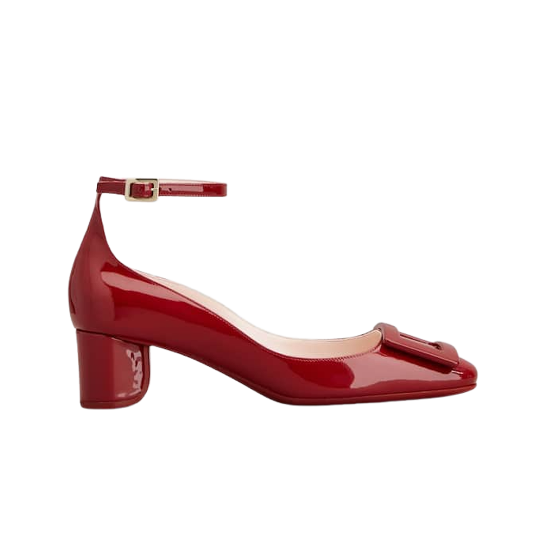(W) 로저 비비에 페이턴트 레더 앵클 스트랩 U 룩 펌프스 레드((W) Roger Vivier Patent Leather Ankle Strap U Look Pumps Red) - 1