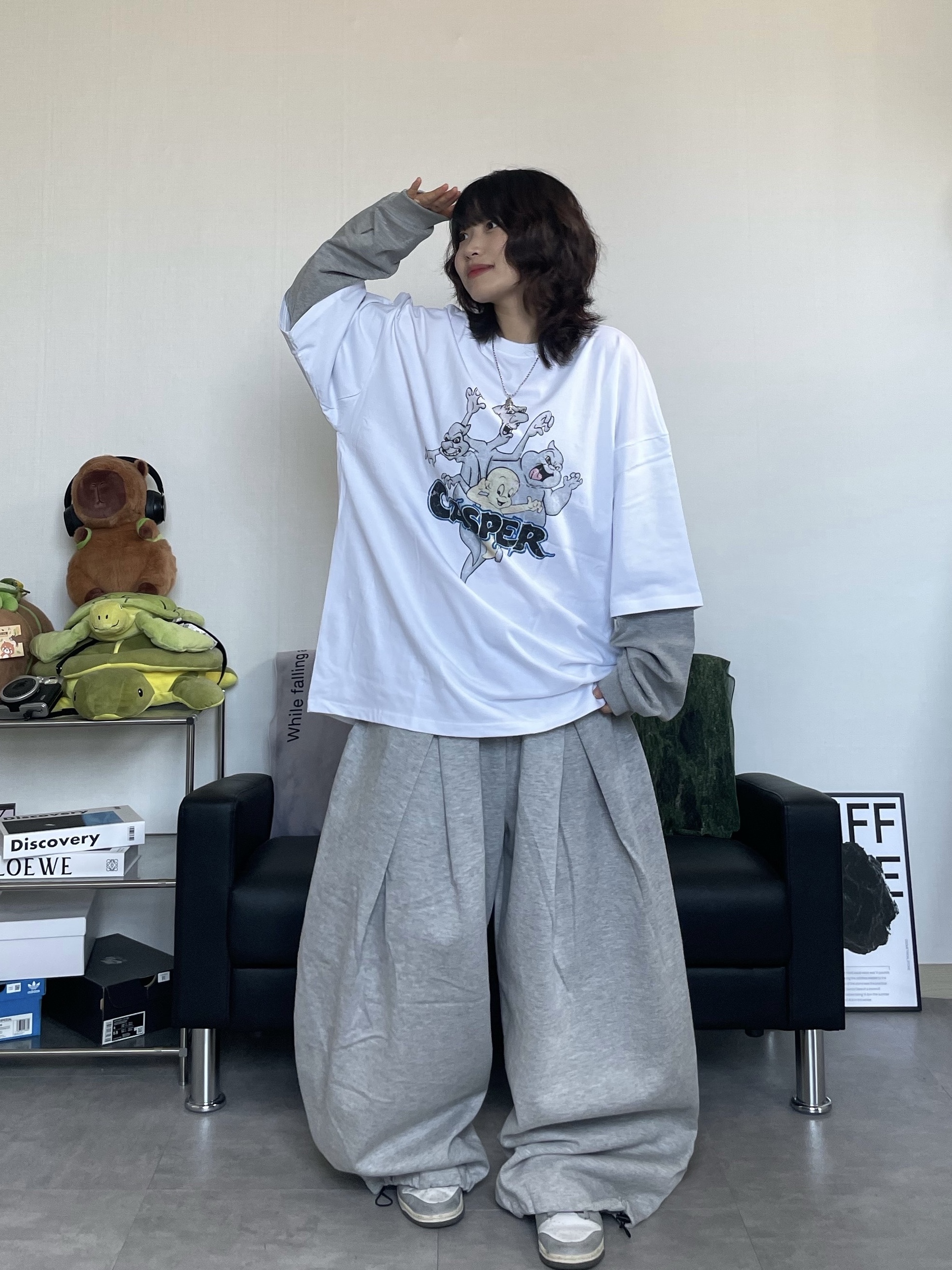 (W) Nike Dunk Low Light Smoke Grey 착용 스타일 - 6