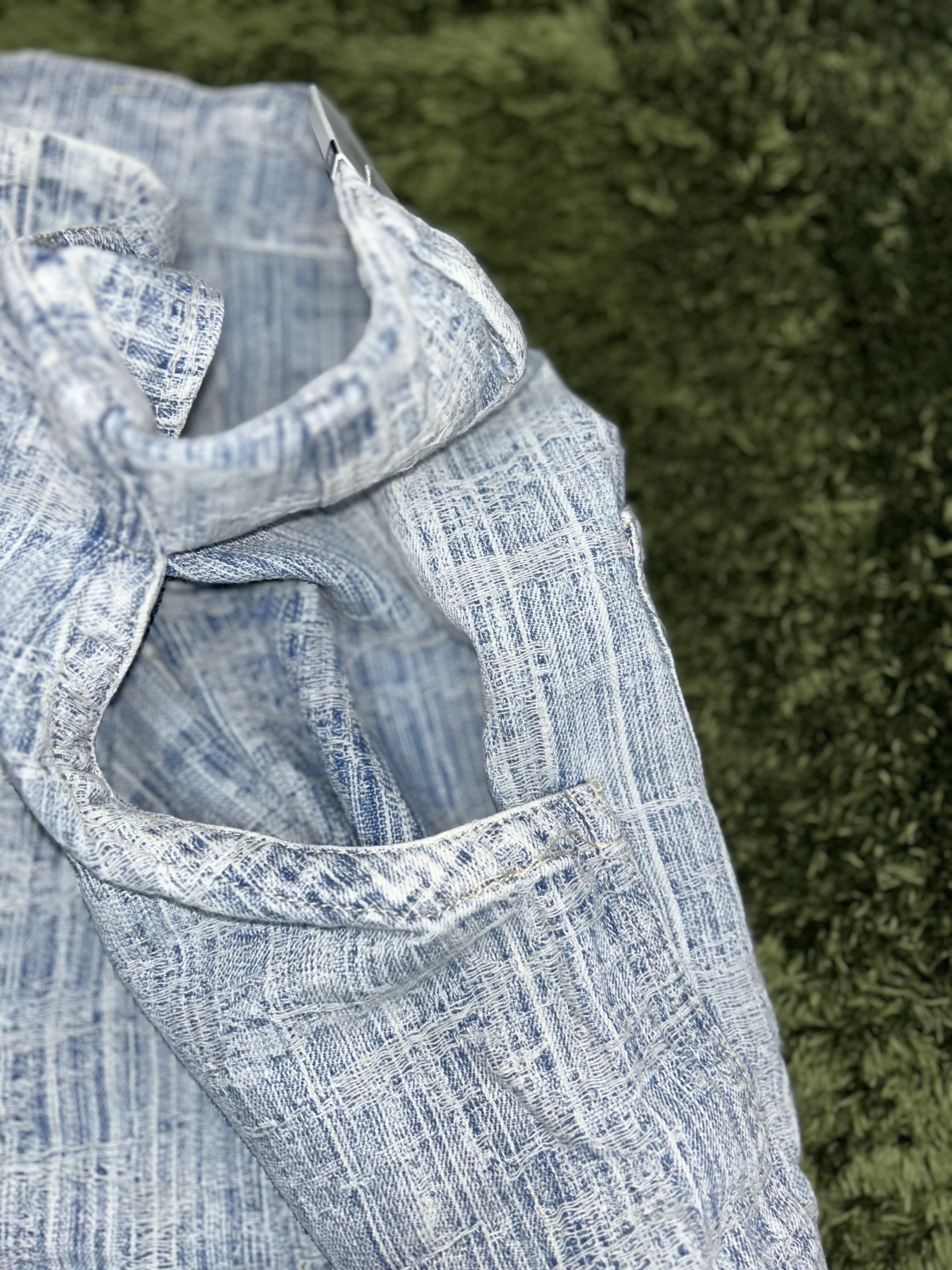 Zara Jacquard Denim Bermuda Shorts Light Blue 착용 스타일 - 4