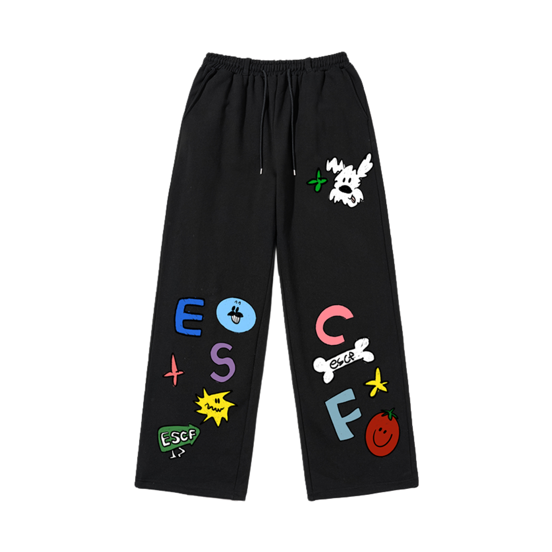 E251SP001BK Escapefrom Sticker Set Print Sweatpants Black