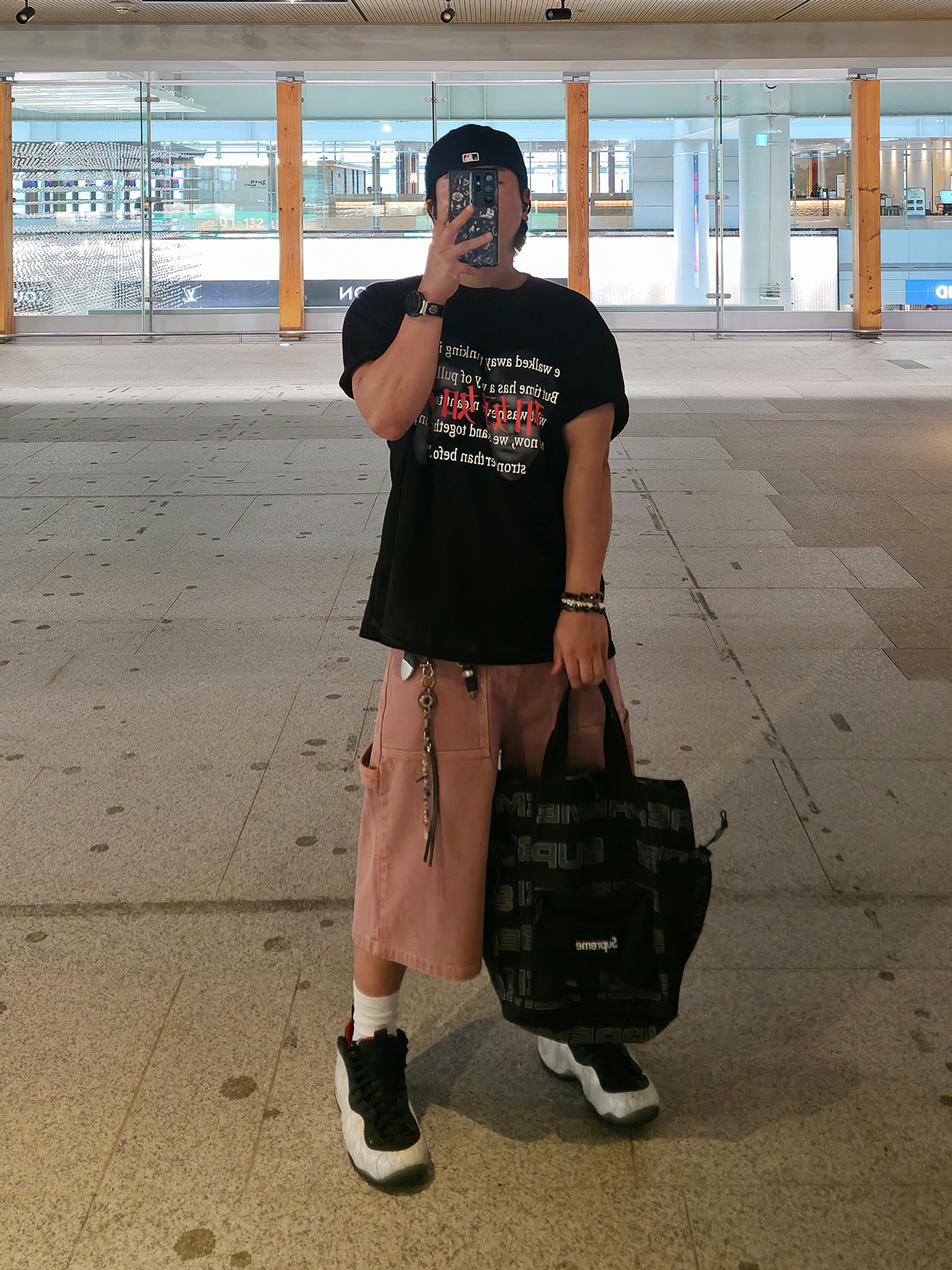 Nike x Tekken 8 Air Foamposite One PRM Jin, Supreme Utility Tote Black - 21FW 착용 스타일 - 1