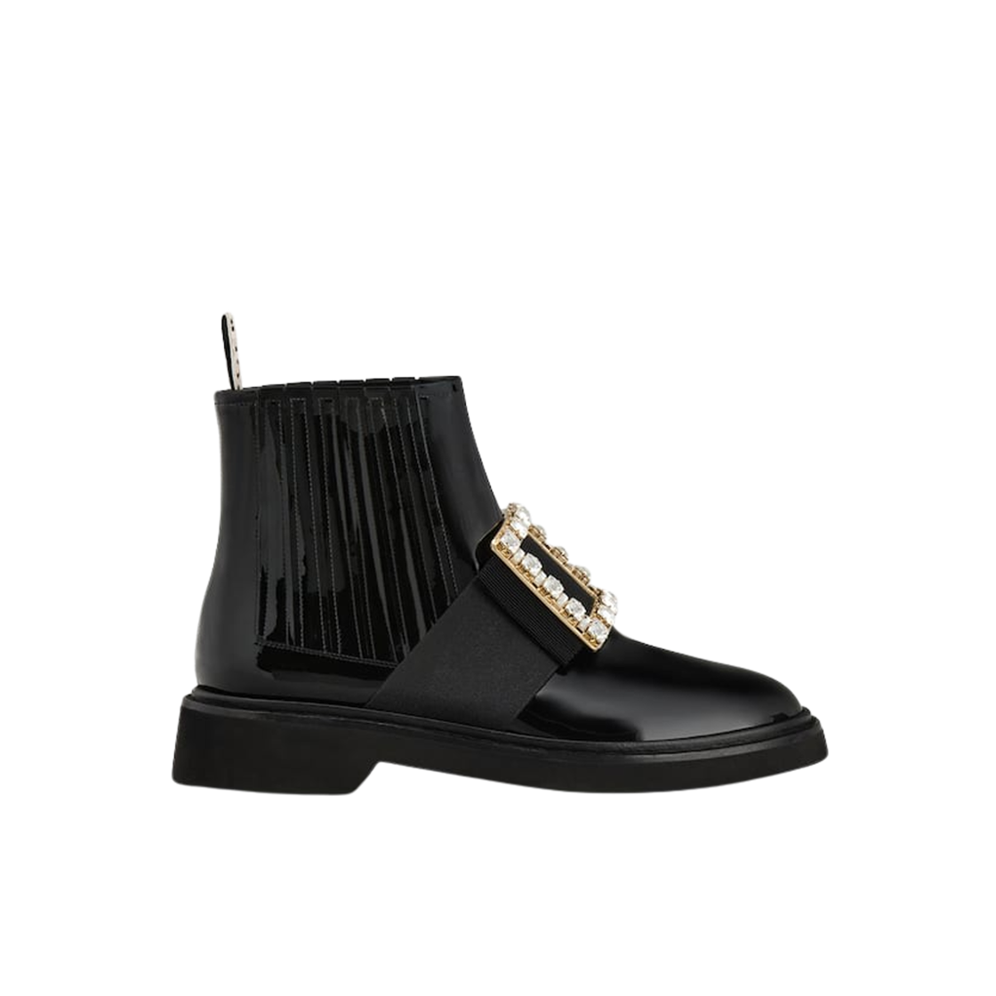 (W) 로저 비비에 비브 레인저스 페이턴트 레더 첼시 부티 블랙((W) Roger Vivier Viv Rangers Chelsea Booties in Patent Leather Black)