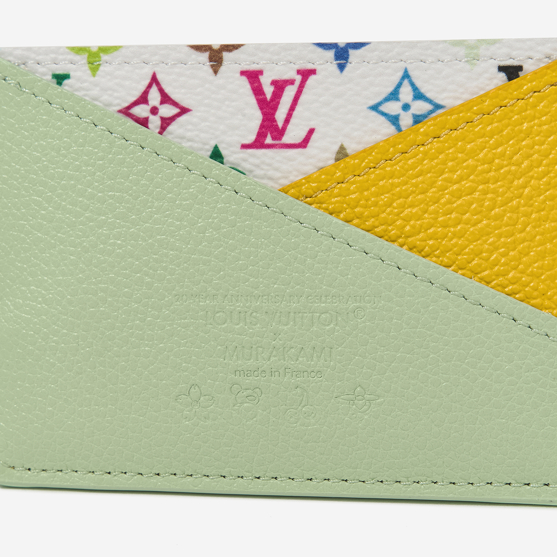루이비통 x 무라카미 타카시 크리스 크로스 카드 홀더 멀티컬러 그린 티 징코 옐로우(Louis Vuitton x Murakami Takashi Criss Cross Card Holder Multicolor Green Tea Gingko Yellow) - 4