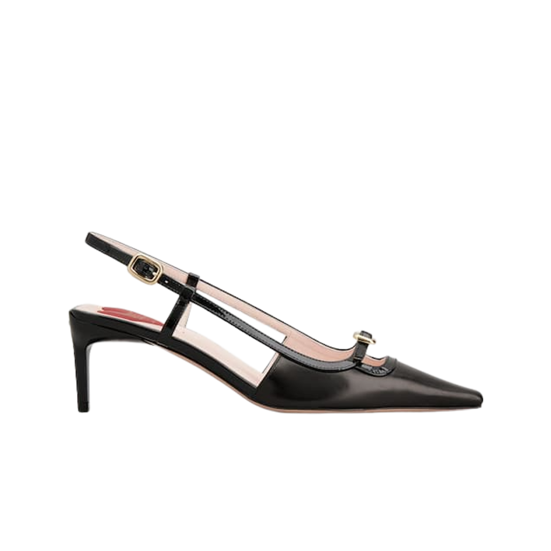 (W) 로저 비비에 비브 카나드 레더 슬링백 펌프스 블랙((W) Roger Vivier Viv Canard Slingback Pumps in Leather Black)