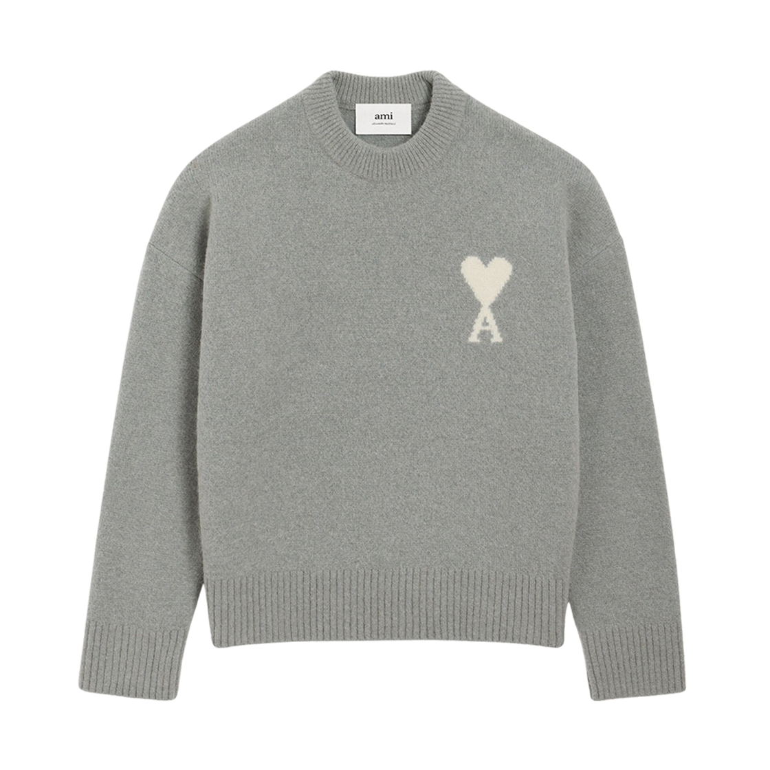 아미 빅 하트 로고 알파카 크루넥 스웨터 그레이 오프 화이트(AMI de Coeur Alpaca Crewneck Sweater Grey Off White) - 1