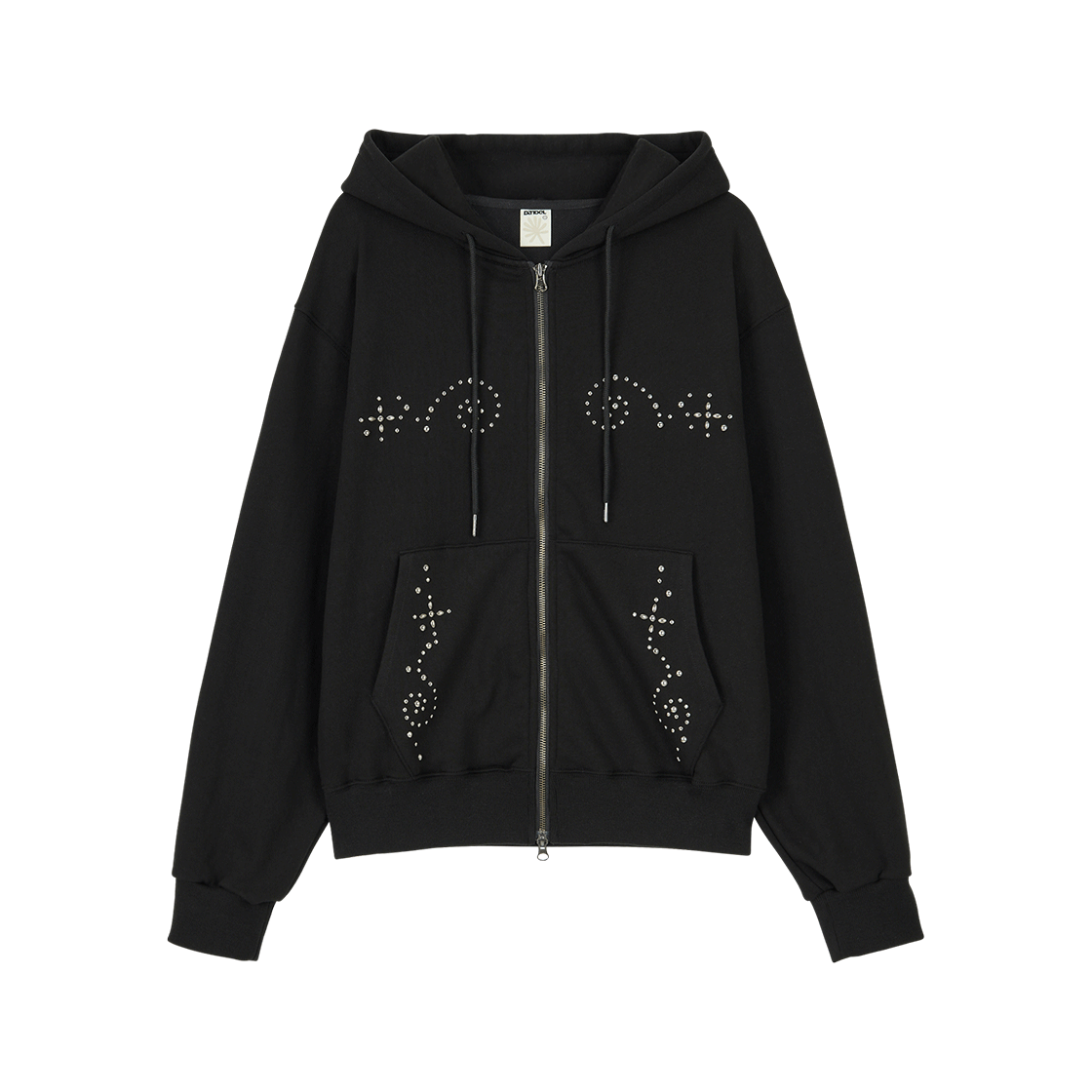 DD25FLOT-003 DANDEL Wing Studded Hoodie Zip-Up Black