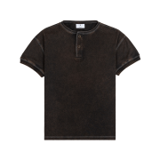 HEYSTE Washed Waffle Knit Henley Tee Vintage Black