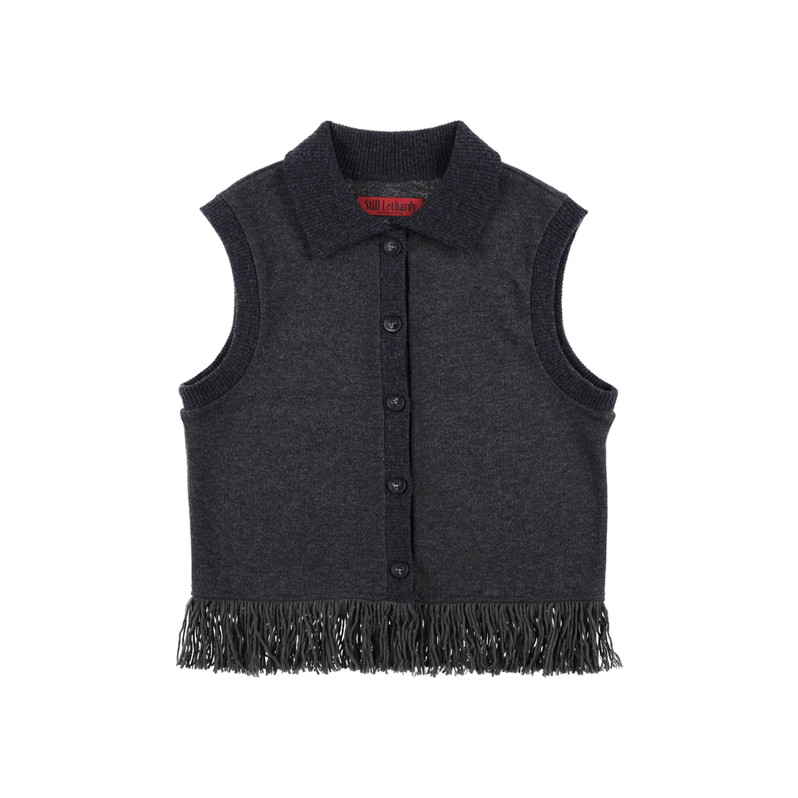 스틸레써디 프린지 니트 베스트 그레이(Still Lethardy Fringe Knit Vest Grey)